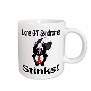 Imagem de 3dRose Caneca de cerâmica Long Q-T Syndrome Stinks Skunk Awareness Ribbon Cause Desig, 443 ml, branca