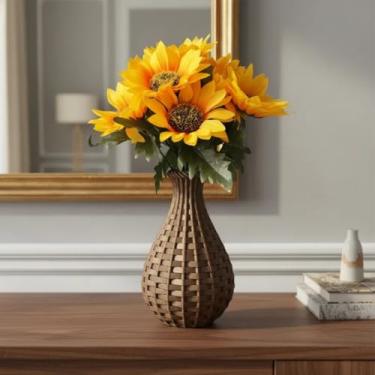 Imagem de Vaso decorativo + Arranjo Flor Girassol Planta Artificial (MARROM)