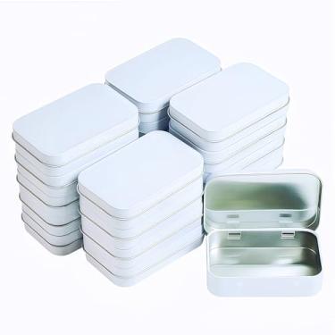 Imagem de Pequena caixa de metal com tampa, latas de metal com tampas, lenços, recipiente de armazenamento, mini caixa portátil, lata articulada vazia, para organizar jarra de doces de menta, costura (branco