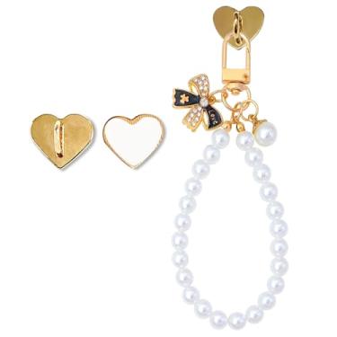 Imagem de TRXYQ Corrente de berloques Kindle com laço branco pérola para mulheres amantes de livros, pulseiras de pérolas Kindle, acessórios de chaveiro, presentes de laço para amantes da leitura, pingentes