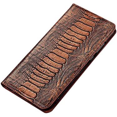 Imagem de EKESA Capa Folio para Apple iPhone 14 Plus Case Holster 2022, Padrão de Avestruz Função de Stend de Couro Capa de Telefone Flip Magnética com 2 Slots de Cartão (Cor: Marrom)