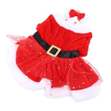 Imagem de Mingzhe Fantasia de Natal para Animais de Estimação, Divertida, Fofa, Pai, Cachorro, Gato, Roupas Natal Com Laço, Tema, Festa, Cosplay (M)