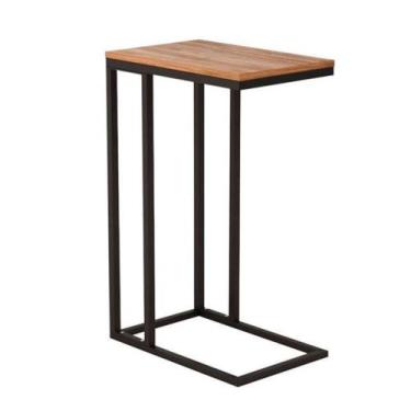 Imagem de Mesa Lateral Branca Apoio Sala Sofá ou Cama Ferro e MDf - Ruffino Desi