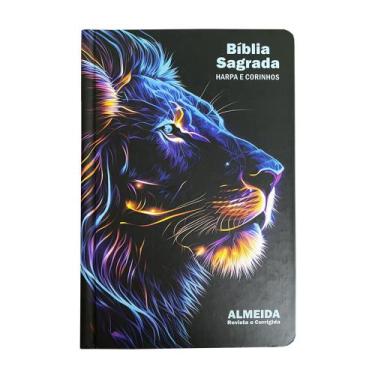 Imagem de Bíblia Sagrada Leão Raio Azul  - Palavra de Jesus em Vermelho - Capa D