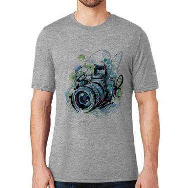Imagem de Camiseta Câmera Fotográfica - Foca na Moda, Cinza, P