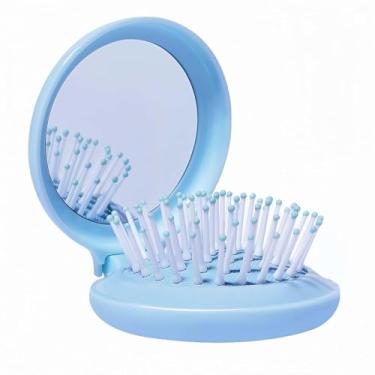 Imagem de Escova de cabelo para viagem com espelho pequeno, presente para mulheres, espelho compacto com minicirescova, bolsa dobrável, mini escova de cabelo e espelho, 1 pacote