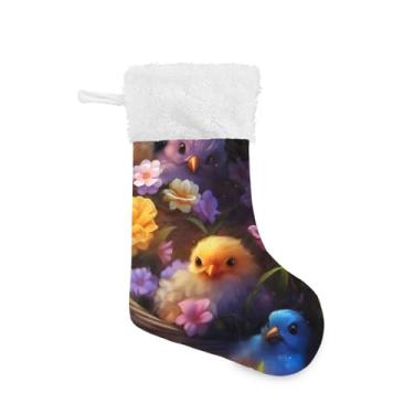 Imagem de ATTX Meias de Natal para pintinhos fofos, suportes de presente brancos de pelúcia para decorações de festas de fim de ano (17,7 polegadas, 1 pacote) #2