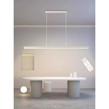 Imagem de Luminárias pendentes de LED para sala de jantar com controle remoto, lustre regulável, luminárias pendentes lineares modernas e minimalistas, altura ajustável, luminárias para escritório e s