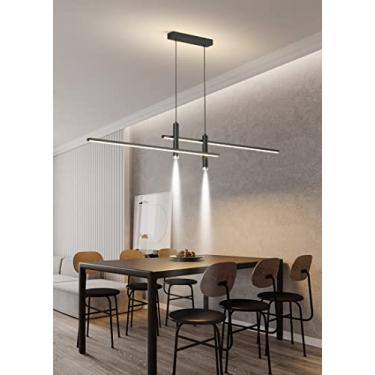 Imagem de Luminária pendente LED moderna para mesa de jantar, com intensidade ajustável e controle remoto. Ideal para sala de jantar, sala de estar e escritório. Lustre pendente com altura regulável (