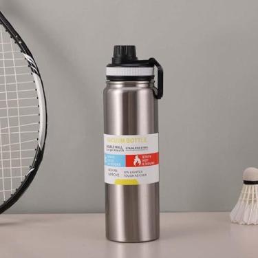 Imagem de Garrafa Termica 800MLQuente Frio Isolamento Termico Inox Colorida Academia Grande Capacidade (Cinza)