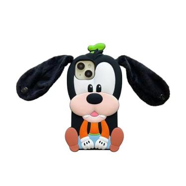 Imagem de Capa de silicone macio com orelhas de pelúcia fofas cordão de mão para Apple Pateta Cachorro filhote de cachorro 3D desenho animado anime fofo adorável adorável divertido crianças meninas meninos