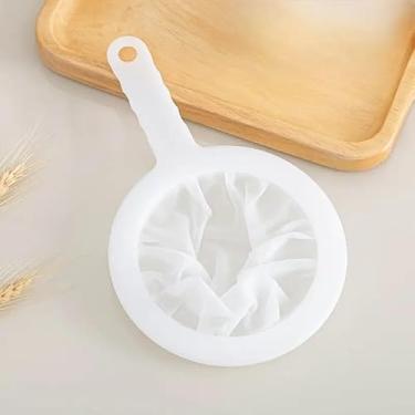 Imagem de Coador fino, peneira de cozinha de aço inoxidável para assar, leite de soja, chá e suco, filtro de pó e líquido durável, gadget multiuso fácil de limpar (1 pacote)