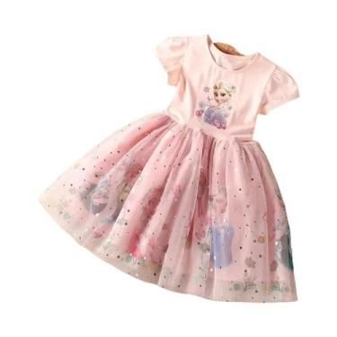 Imagem de Vestido De Princesa Elsa Para Meninas, Verão, Estilo Cartoon Frozen, V