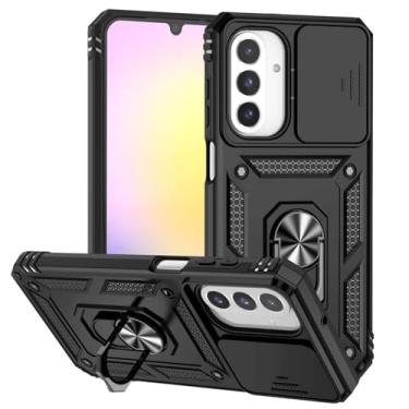 Imagem de Tothedu Capa para Galaxy A26/Galaxy A17 SM-A266U com capa deslizante para câmera, anel giratório de 360° integrado com suporte magnético à prova de choque para Samsung Galaxy A26 5G preta