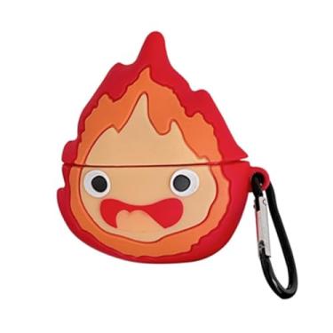 Imagem de Capa de fone de ouvido com design fofo de desenho animado chama para Airpods Pro 3 2025, capa de fone de ouvido de material de silicone macio com gancho, para AirPods Pro/Pro3, adequada para meninos e
