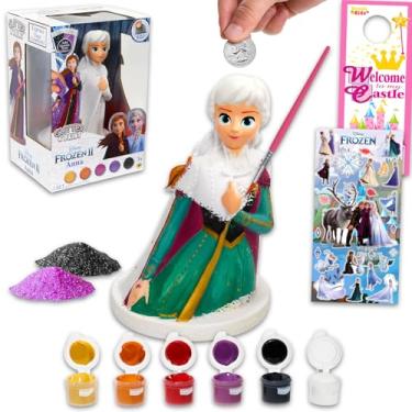 Imagem de Conjunto de cofrinho Frozen para crianças – Conjunto de artes e artesanato Disney com adesivos de Anna Money Bank Plus, mais | Cofrinho Disney Frozen para meninas