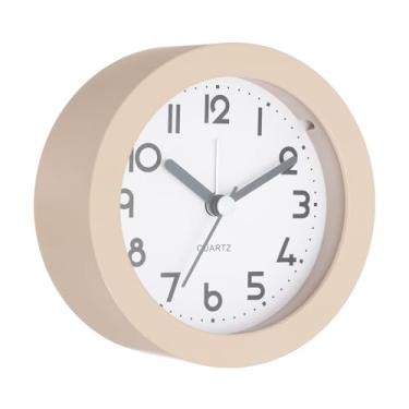 Imagem de PATIKIL Despertador analógico, despertador com luz de fundo, redondo, silencioso, movimento de quartzo sem tique-taque, operado por bateria para quarto, escritório, sala de estar, mesa, prateleira
