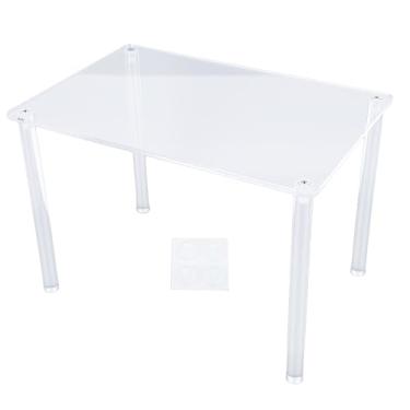 Imagem de Zerodis Suporte de Planta de Acrílico, Simplicidade de Cabeceira Transparente Mesas de Cabeceira Multiuso Retangulares de 4 Pernas, Prateleira Transparente para Pratos, Artesanato,