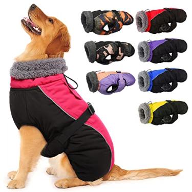 Imagem de IECOii Casaco de inverno extra quente para cães, refletivo, ajustável, casaco de inverno para cães com fivela de lã e gola rolê para clima frio, casaco de inverno macio para cães pequenos, médios e extra grandes