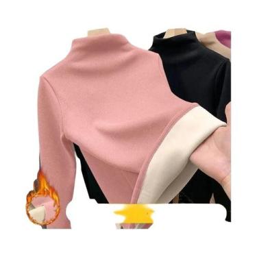 Imagem de Camiseta Térmica Feminina De Manga Longa Com Gola Alta, Pulôver Básico