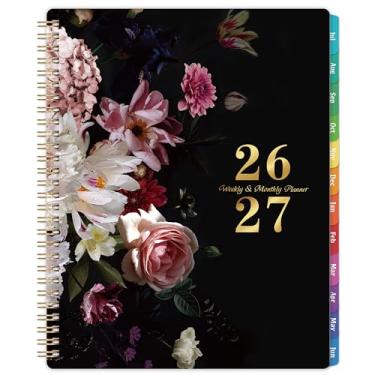 Imagem de Agenda 2026-2027 - julho de 2026 - junho de 2027, 20 x 25 cm, agenda acadêmica semanal e mensal 2026-2027, calendário semanal acadêmico encadernado em espiral com capa resistente, abas mensais, papel