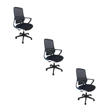 Imagem de Kit 3 Cadeiras de Escritório sem Apoio Oficial Vinci