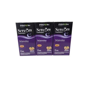 Imagem de Kit 3 Sereben Gummies Melatonina Maracujá 30 Unidades Prowin, maracujá