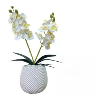 Imagem de Vaso Flores Artificiais Vaso com Orquídea Decorativa Sala Escritório (Branca c Love)