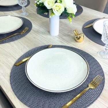Imagem de Kit 4 Jogo Americano Redondo Sousplat para Mesa Posta Jantar e Decoração (Cinza)