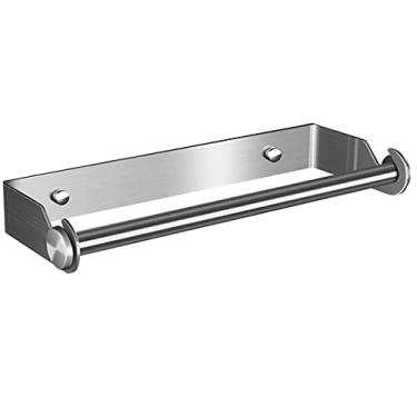 Imagem de 3FLQOOPP Suporte de toalha de papel de aço inoxidável sem perfuração, suporte de papel em rolo montado na parede para banheiro, cozinha (cor: B) (B)