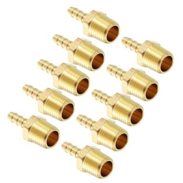 Imagem de Kozelo Pacote com 10 acessórios de mangueira de latão Farpas de mangueira de 5/40.6 cm para conexões macho NPT de 3/20.3 cm para máquinas domésticas, banheiras de massagem e sistemas de irrigação