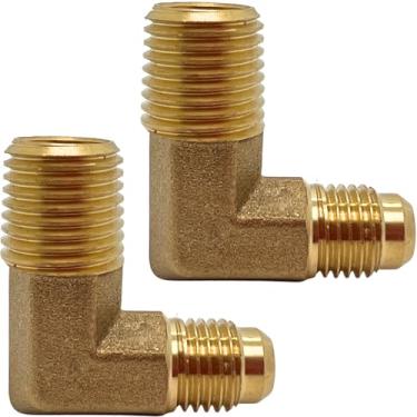 Imagem de 2 peças adaptador de cotovelo de 90 graus, alargador x macho NPT latão encaixe para linha de óleo combustível de ar da CX WONDERLAND (1/10.2 cm flare x 1/10.2 cm NPT macho)