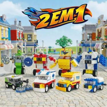 Imagem de Blocos de Montar Robô Blocks 2 em 1 Transforma Kit com 4 + Fricção - C