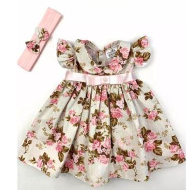 Imagem de Vestido de Bebê Florido com Tiara 100% Algodão Iris - Mundo Nina, G ( 