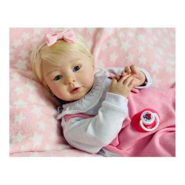 Imagem de Bebê Reborn Kylin Loirinha Realista Cabelo Fio a Fio Corpo Vinil Silic