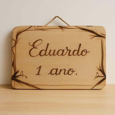 Imagem de Placa Madeira Pirografada Personalize Seu Ambiente