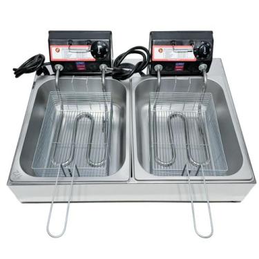 Imagem de Fritadeira Elétrica Industrial 2 Cubas Anti Chamas  - Casinha Industri