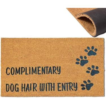 Imagem de Accssoey COMPLIMENTAR Pelo de cachorro com tapetes de porta engraçados de entrada capacho externo de coco para entrada de casa, tapete de porta da frente, entrada interna, tapetes de borracha bordados