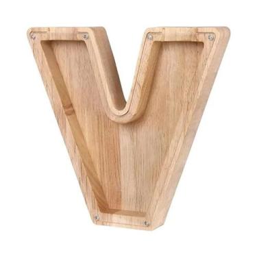 Imagem de Cofrinho De Madeira Com Alfabeto Inglês, 26 Letras, Caixa De Economia 