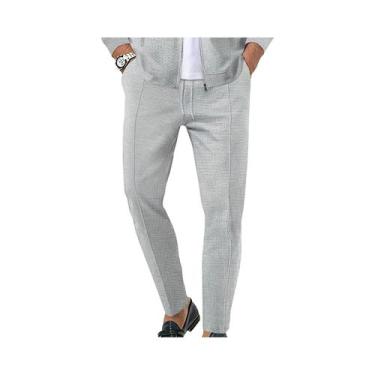 Imagem de Calças Esportivas Casuais Masculinas Slim Fit Em Waffle Com Cordão Aju
