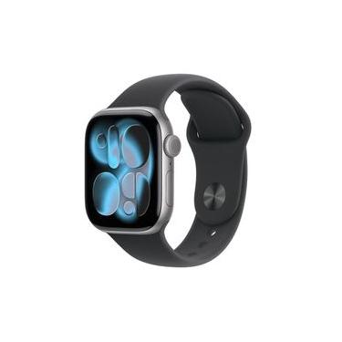 Imagem de Apple Watch Series 11 GPS 42mm Cinza-Espacial Pulseira P/M Esportiva Preta