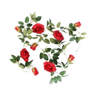 Imagem de Guirlanda Floral Artificial Rosa Pink 2/4m, Cordão De Flores Falsas Pa