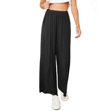 Imagem de Kit 2 Calça Feminina Franzida Soltinha Cintura Alta Tribo Livre, Preto