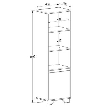 Imagem de Rack com Estante 4 Prateleiras em Mdp Branco com Siena