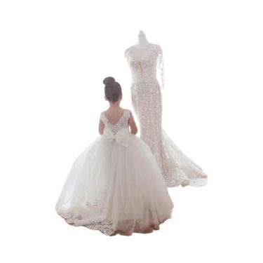 Imagem de Vestidos De Dama De Honra Em Tule Com Renda Para Meninas De 3 a 9 Anos