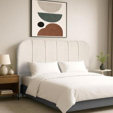 Imagem de Cabeceira Estofada 160 cm Para Cama Box Queen Linho Luxo - Clique Chiq