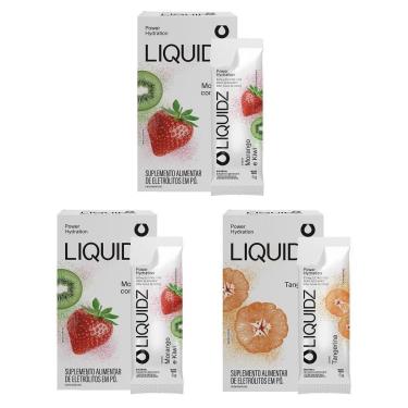 Imagem de LIQUIDZ® - Eletrólitos Zero Açúcares - Tangerina | Morango - Kit 3 Caixas - 18 sachês-Unissex