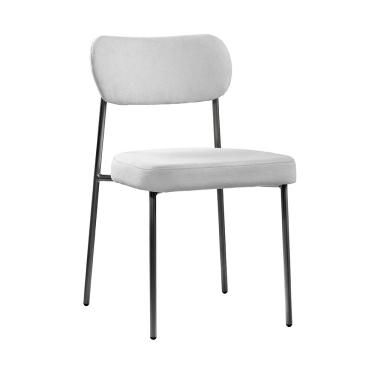 Imagem de Cadeira Sala de Jantar Lavínia Estofada Base Preto Bouclê Cinza - Desk Design