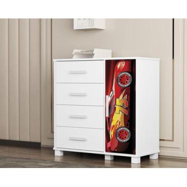 Imagem de Comoda em MDF Adesivada Infantil Livia Com Sapateira Resistente De MDF