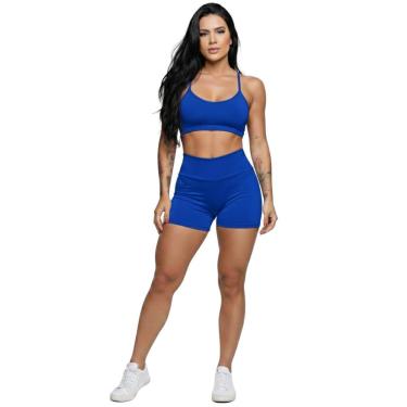 Imagem de Conjunto Top Alça Fina Sem Bojo e Short Suplex Serra e Mar Treino Academia Moda Fitness Musculação-Feminino